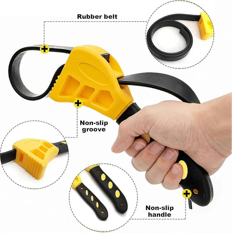 SavvyFIX 2-Pack Adjustable Rubber Strap Wrench Set – 25.20" & 20.48" Heavy-Duty Strap Wrench for Oil Filter, Jar Opener, Water Filter, Plumbing, Sink, Faucet – Non-Slip Multipurpose Wrench Tool - Image 4